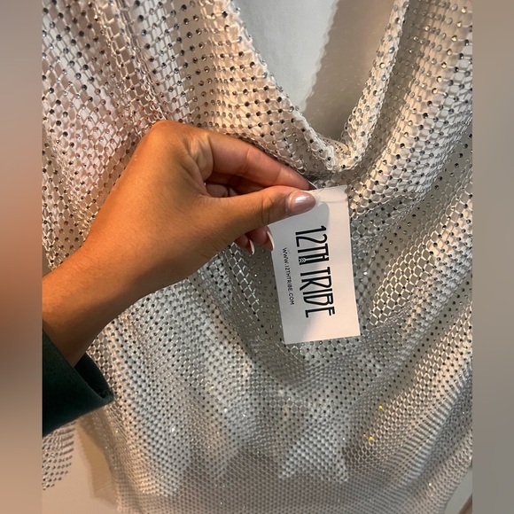 12th Tribe Anna White Rhinestone Mesh Mini Dress - Picture 5 of 5